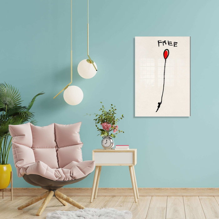Wallity Cuadro Decorativo de Vidrio Templado Banksy Multicolor 50 x 70 cm